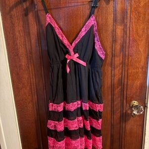 Black and Pink Lace Night Dress